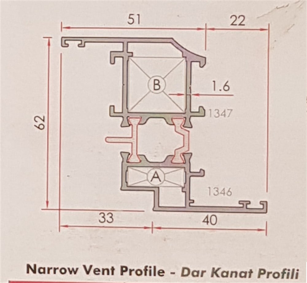 ALUMİNYUM PENCERE KANADI 55 LİK SERİ YALITIMLI