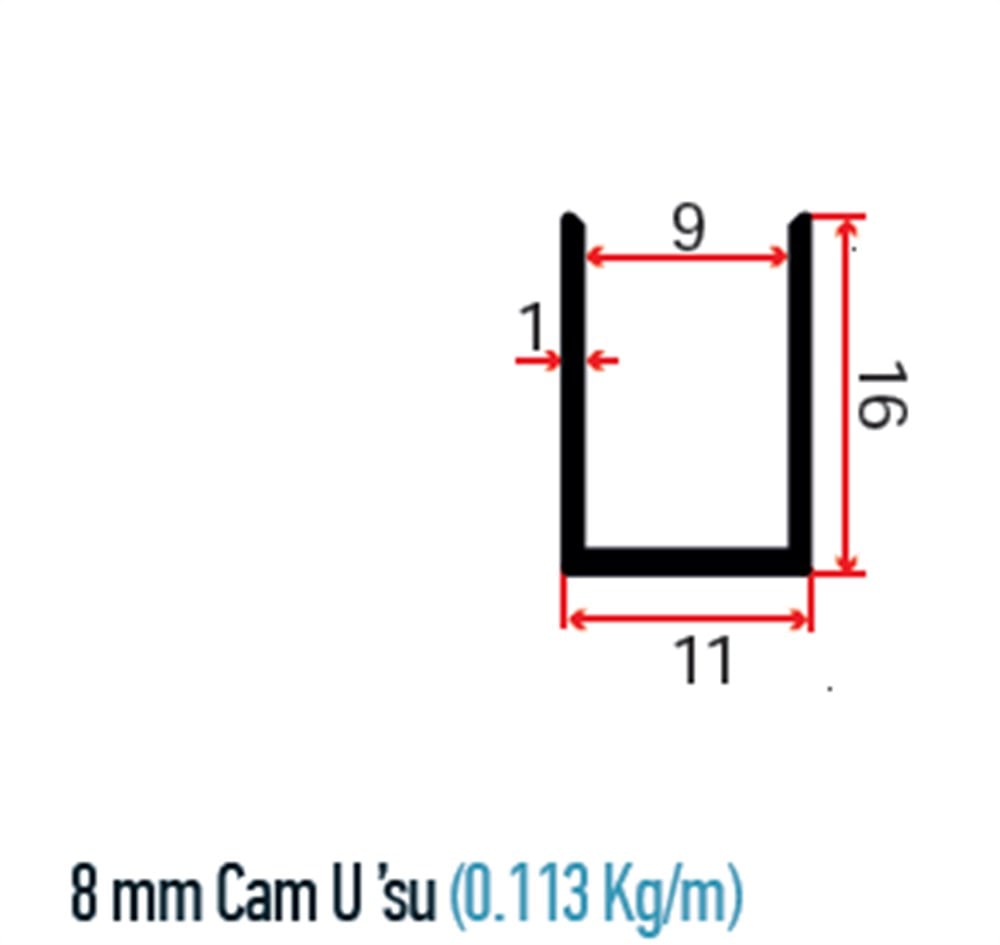 8 mm CAM U PROFİLİ  PR56
