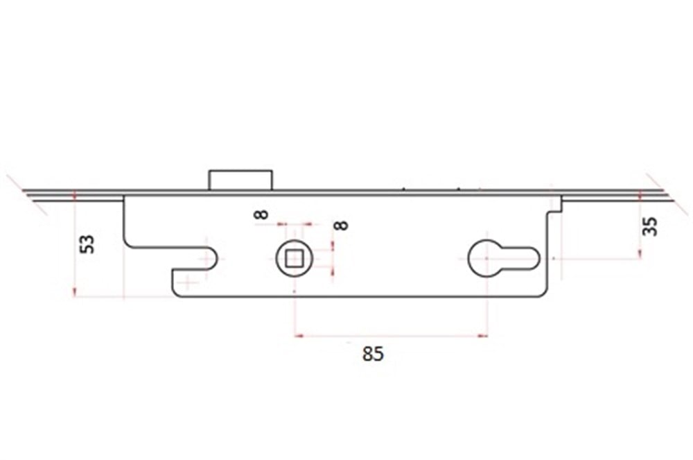 Kilitli Kapı İspanyoleti 35/85 Eksen 2400 mm