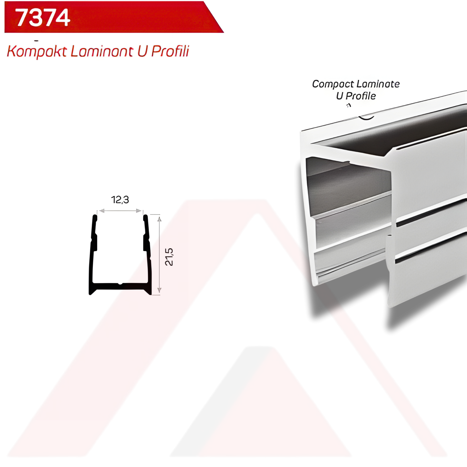 KOMPAK LAMİNAT ALUMİNYUM U KANAL PROFİLİ 