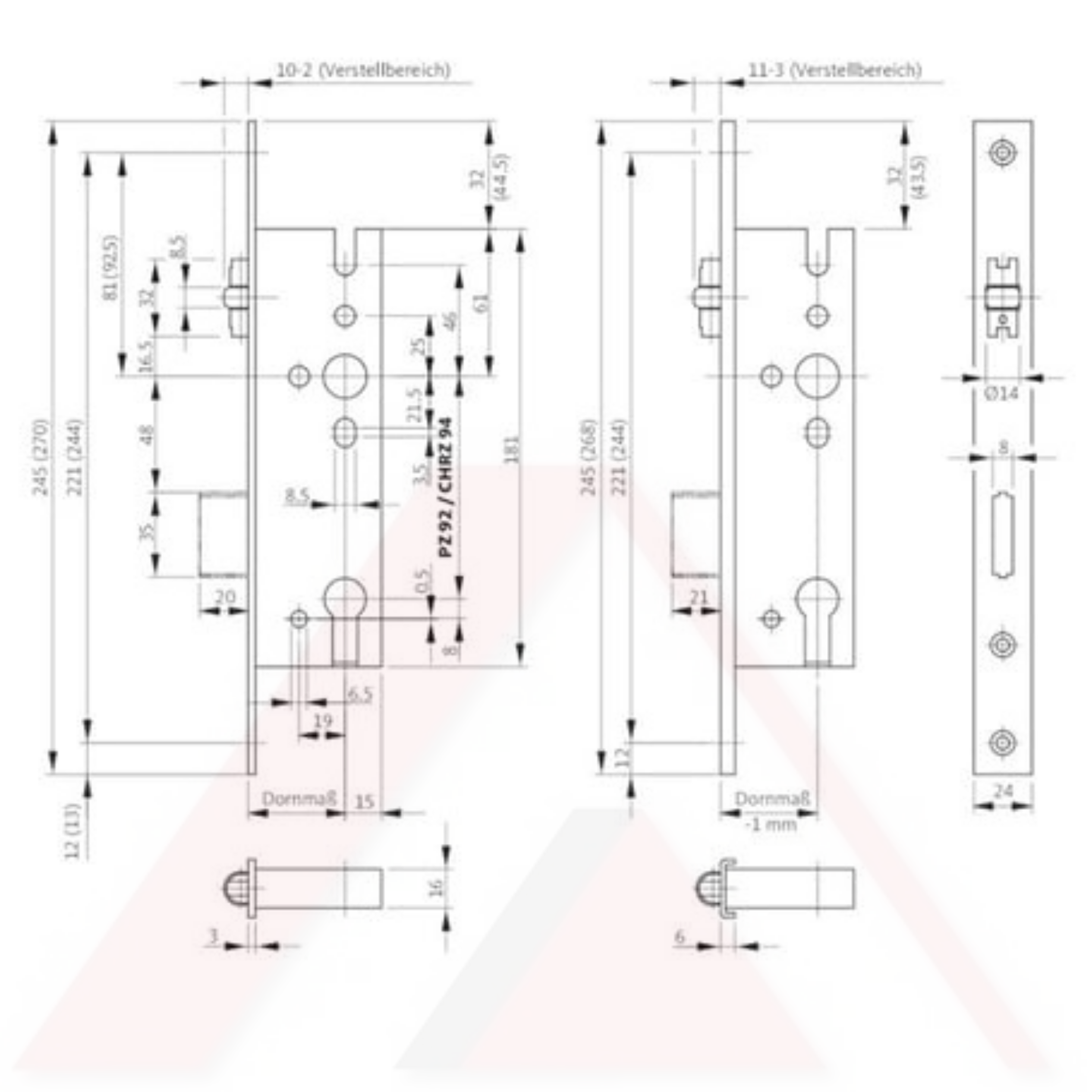 MAKARALI KİLİT DAR TİP GÖMME 92/24 mm NISI GU BKS
