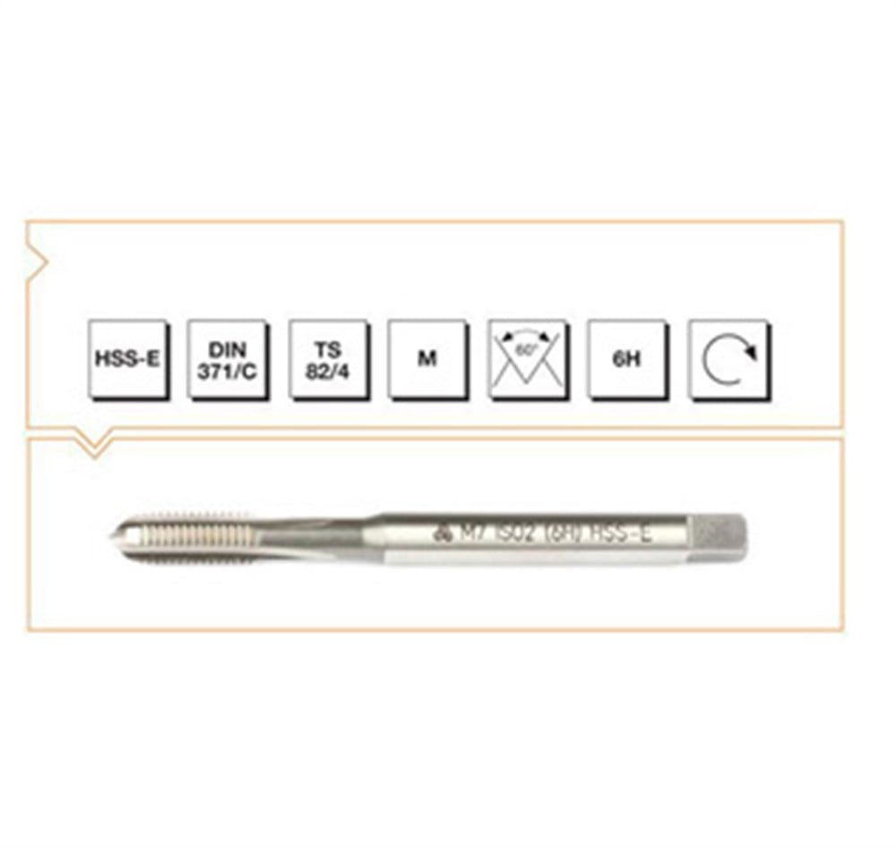 METRİK NORMAL VİDALI DÜZ KANALLI MAKİNA KILAVUZU 371/C 6 MM