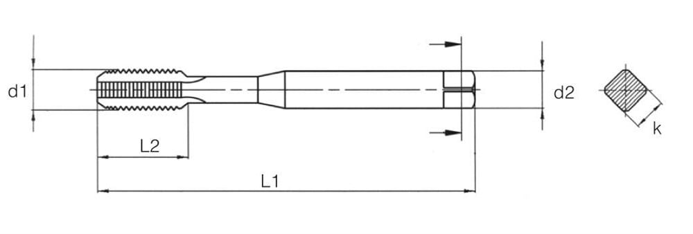 METRİK NORMAL VİDALI DÜZ KANALLI MAKİNA KILAVUZU 371/C 6 MM