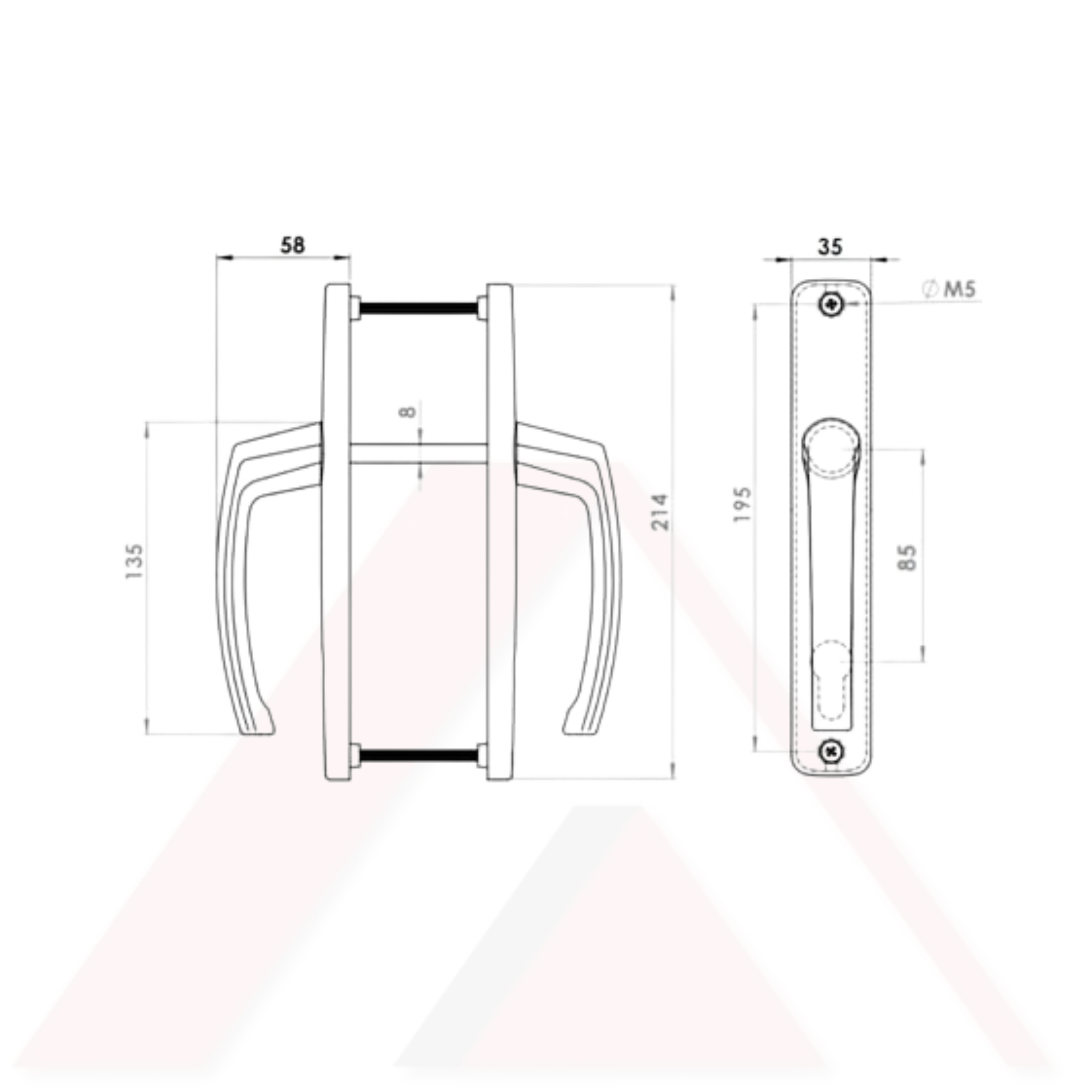 MİLANO KAPI KOLU YAYLI 85 mm
