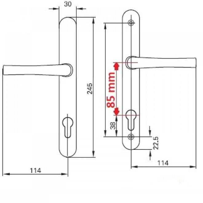 Rotoline Kapı Kolu 28x85 Eksen