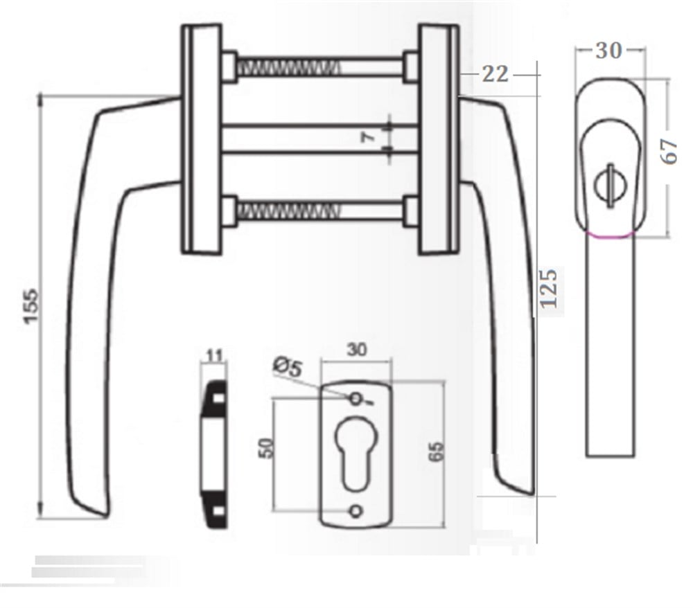 ROZETLİ KAPI KOLU BİR TARAFI KİLİTLİ BİR TATAFI BASIK FLAT