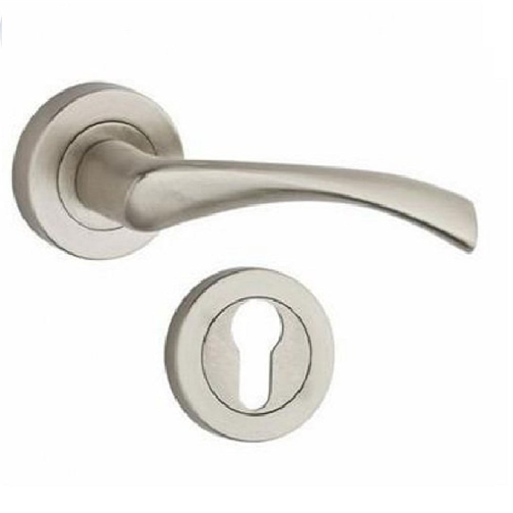 ROZETLİ YALE KAPI KOLU NİKEL STEN