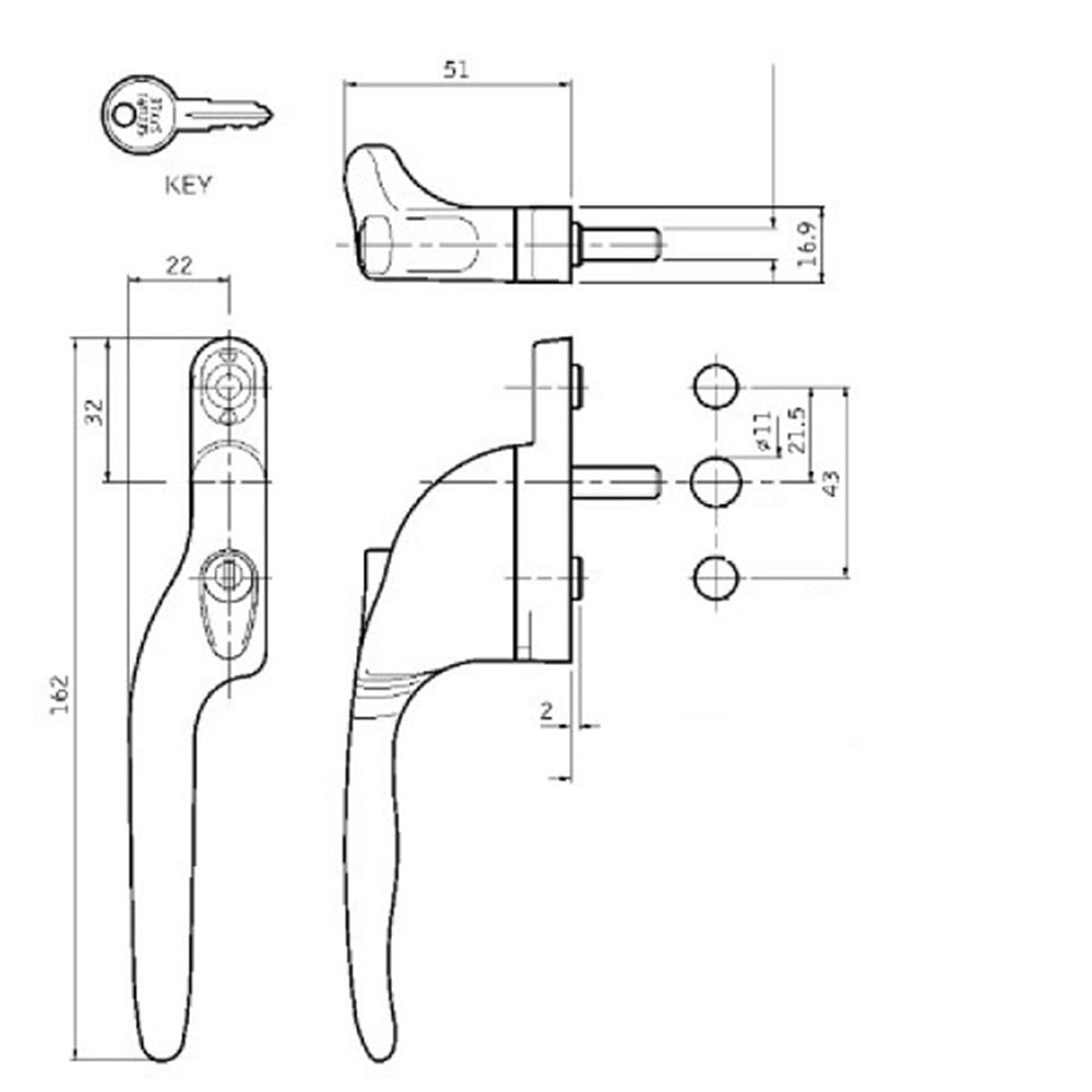 Virage Eğik Kol, Kilitli, Parlak Sol,