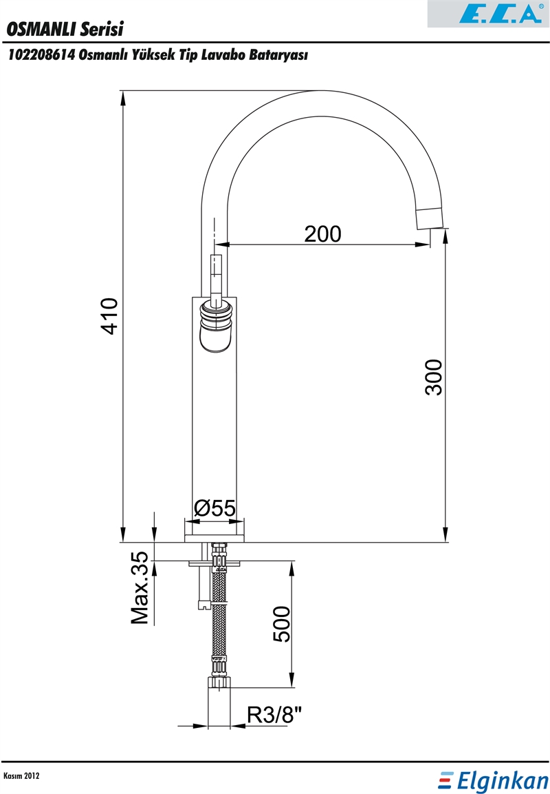 ECA OSMANLI YÜKSEK TİP LAVABO BATARYASI