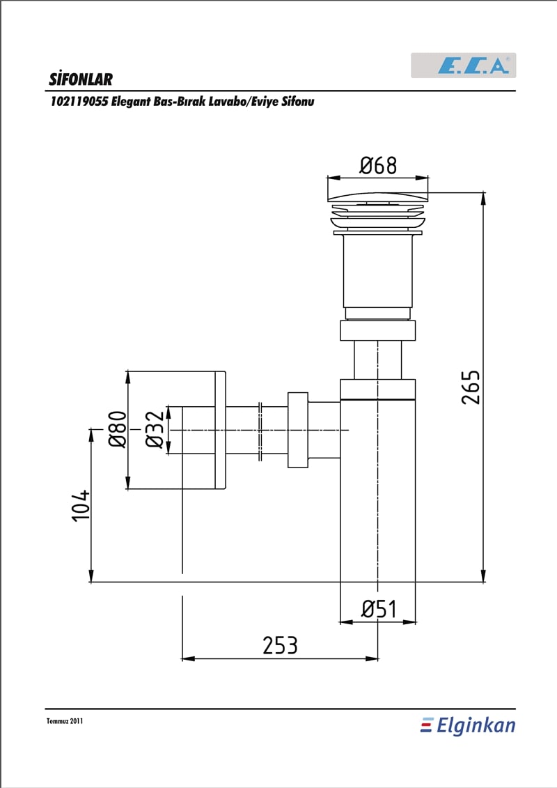 ECA ELEGANT BAS-BIRAK LAVABO EVİYE SİFONU
