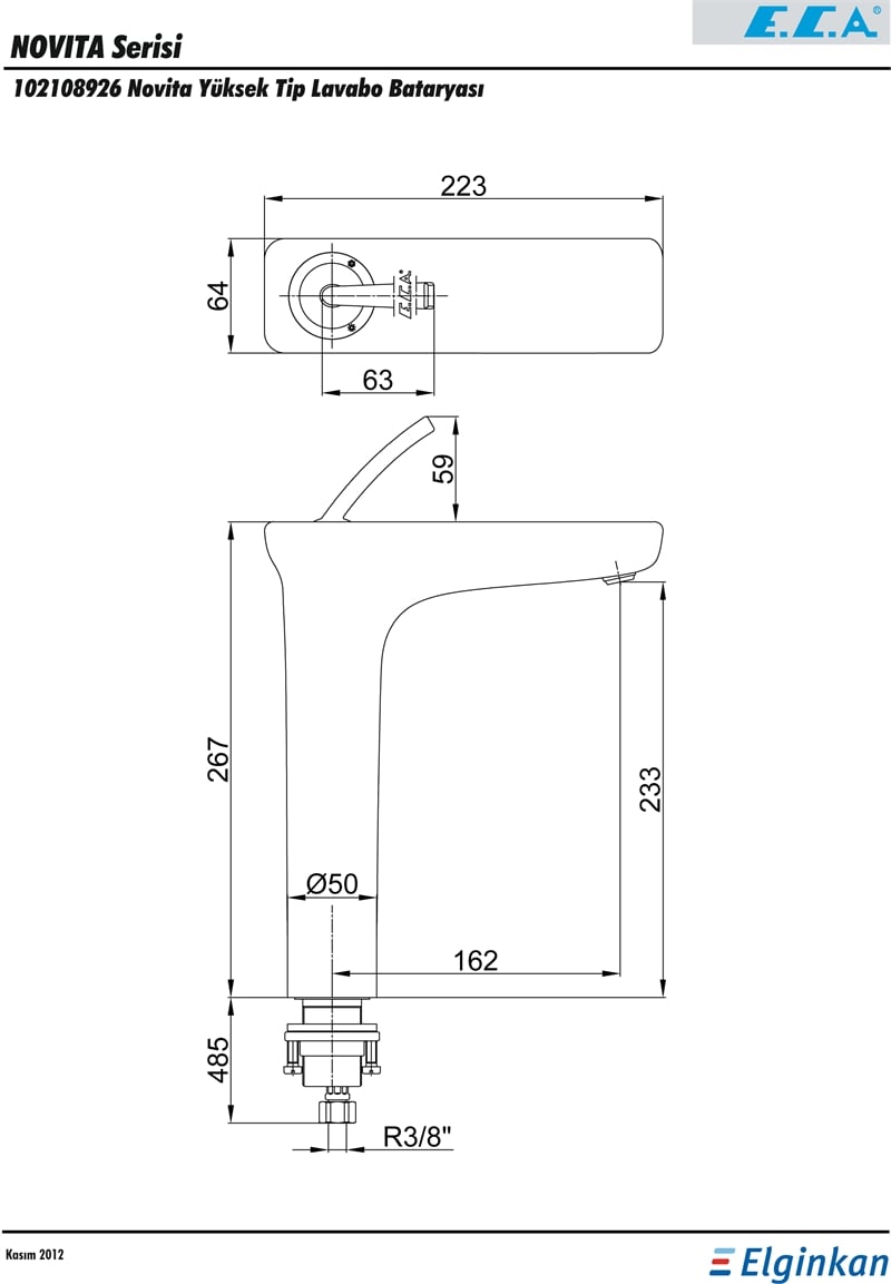 ECA NOVİTA YÜKSEK TİP LAVABO BATARYASI