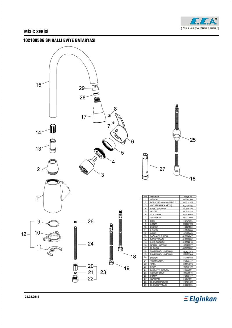 ECA MİX C SPİRALLİ EVİYE BATARYASI
