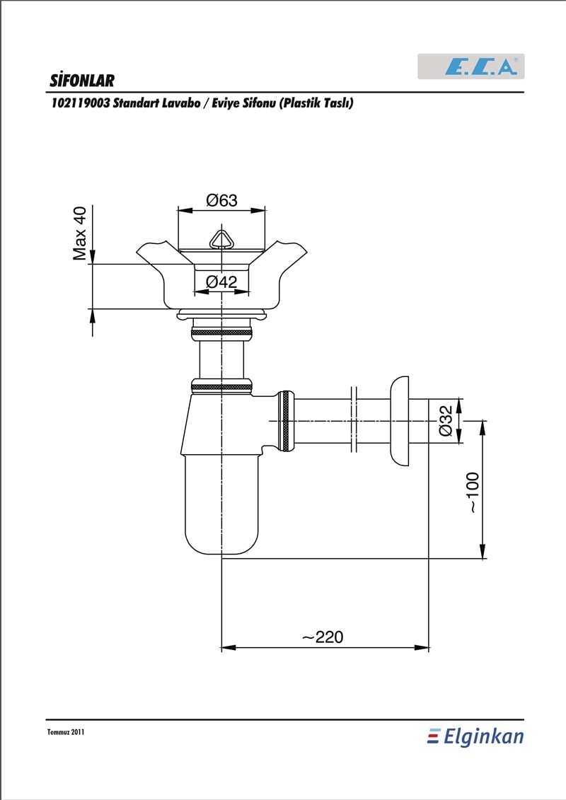 ECA STANDART LAVABO SİFONU