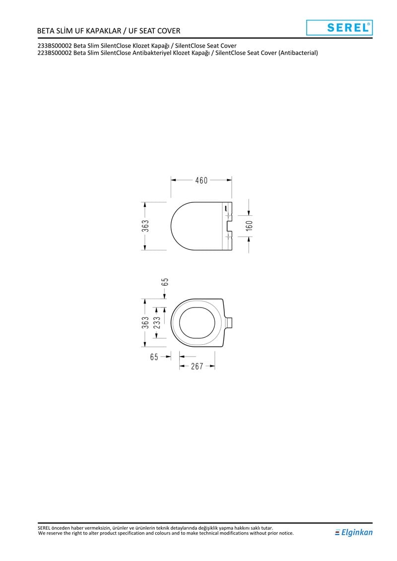SEREL BETA SLİM YAVAŞ KAPANAN KLOZET KAPAĞI
