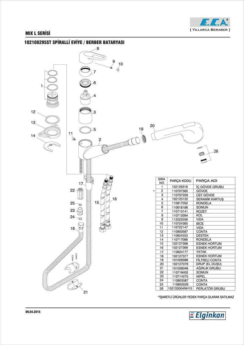 ECA MİX L SPİRALLİ EVİYE BATARYASI