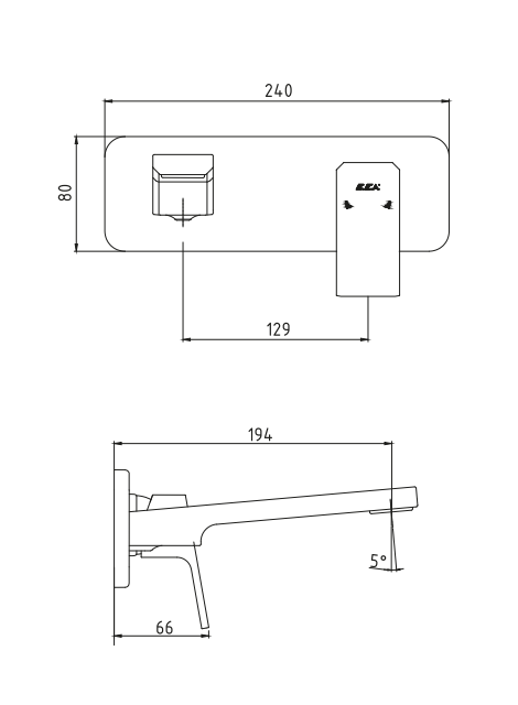 E.C.A. TİERA MAT SİYAH ANKASTRE LAVABO BATARYASI