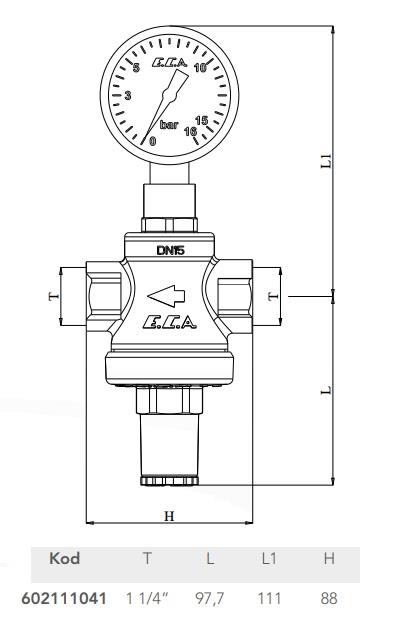 ECA 1-1/4 MANOMETRELİ BASINÇ DÜŞÜRÜCÜ RAKORSUZ