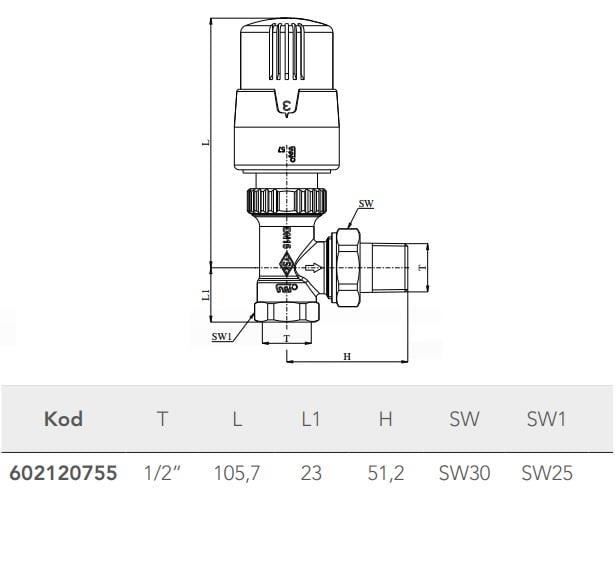ECA G 1/2 TERMOSTATİK RADYATÖR VALFI TRV4