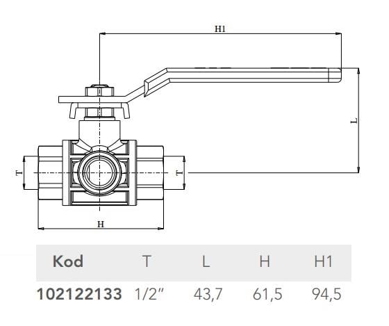 ECA G 1/2'' ÜÇ YOLLU KÜRESEL VALF 