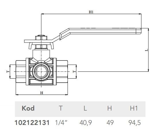 ECA G 1/4'' ÜÇ YOLLU KÜRESEL VALF