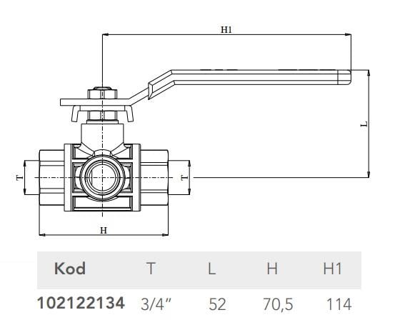 ECA G 3/4'' ÜÇ YOLLU KÜRESEL VALF