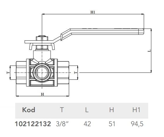 ECA G 3/8'' ÜÇ YOLLU KÜRESEL VALF