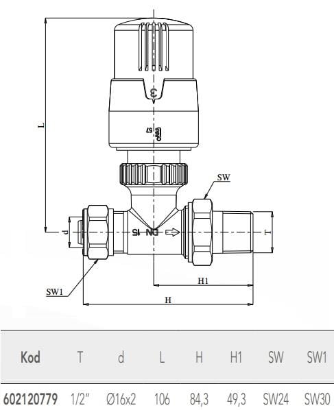 ECA TERMOSTATİK RADYATÖR VALFİ DÜZ PEX TRV4