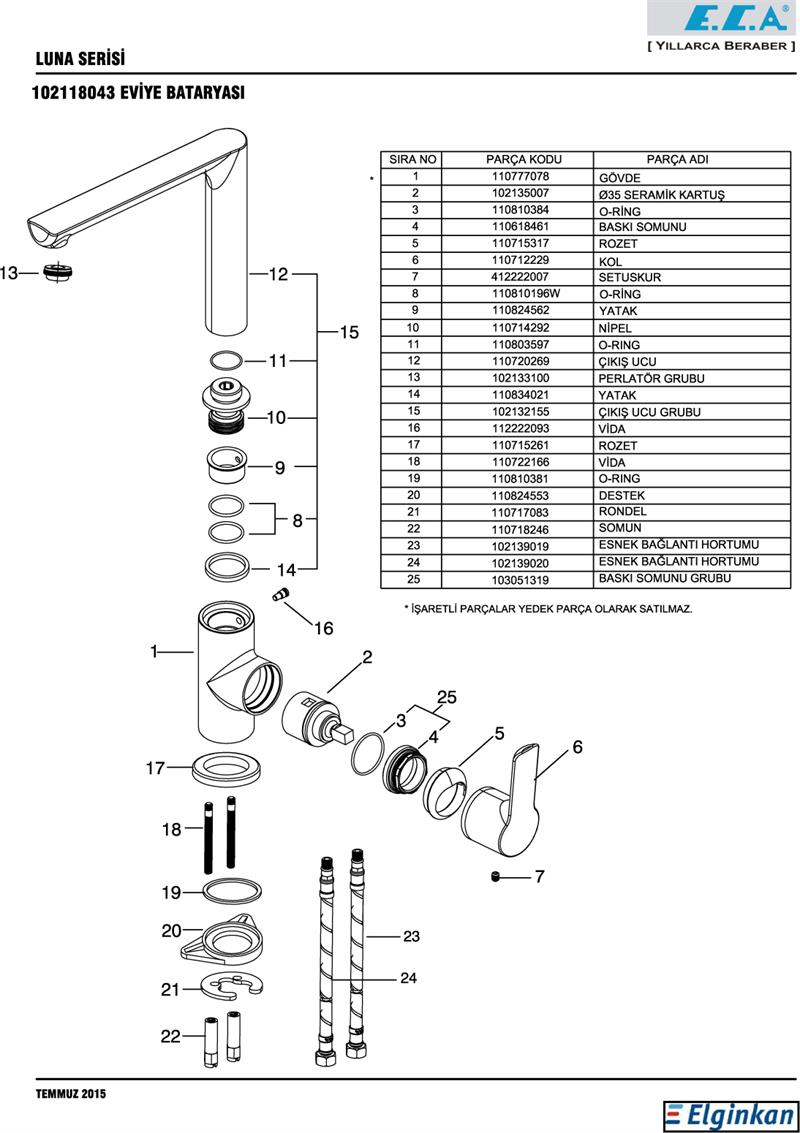 ECA LUNA EVİYE BATARYASI