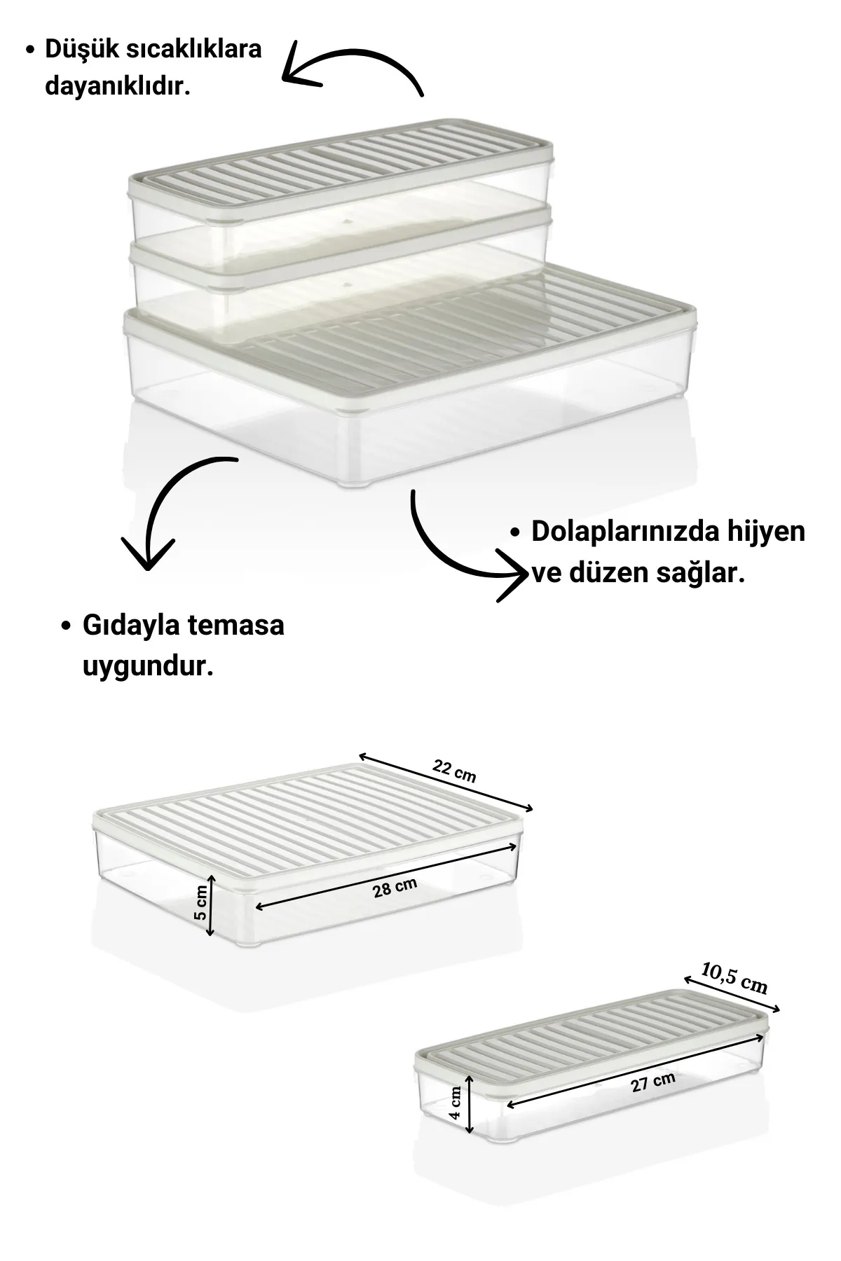  Buzdolabı Ve Mikrodalga Saklama Kabı/organizeri Beyaz 3 Adet (1X 2800ML- 2X 1000ML)