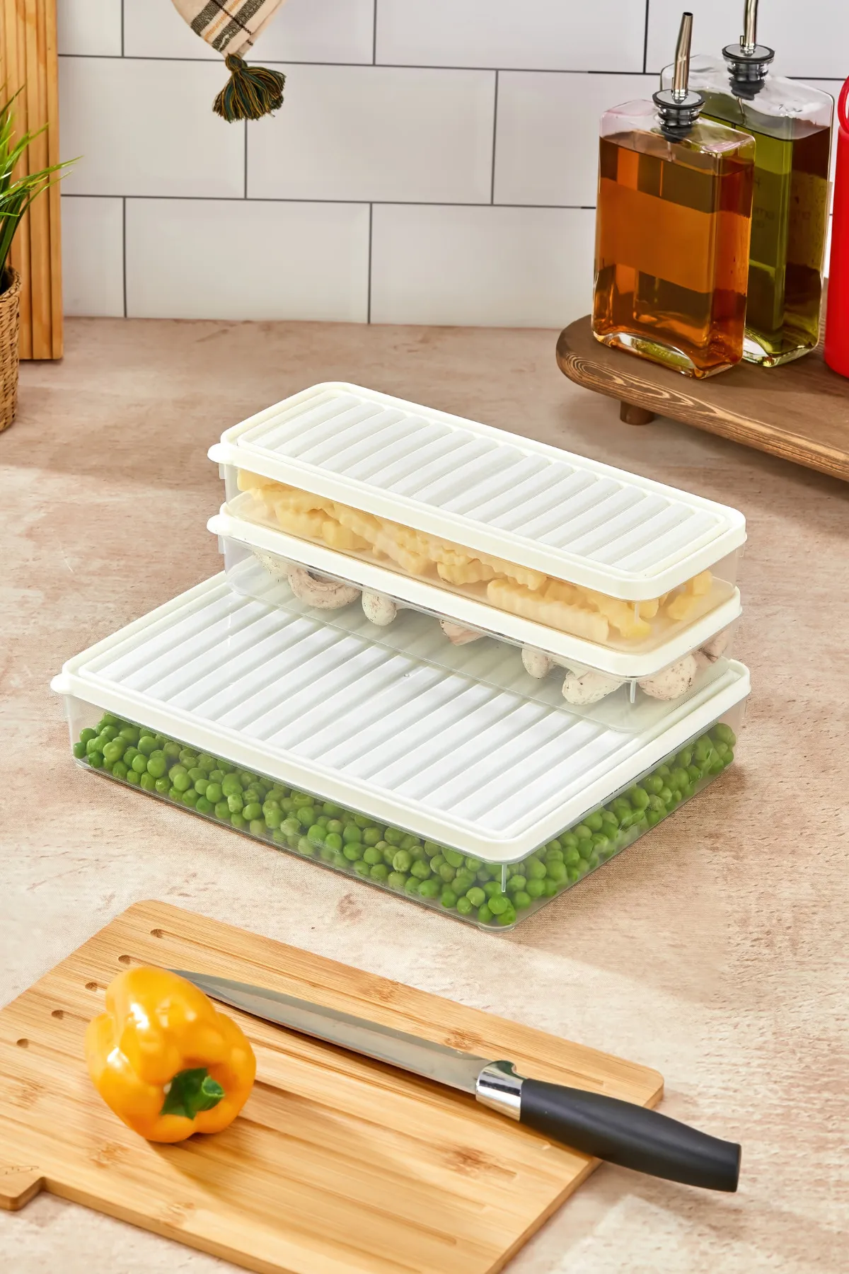  Buzdolabı Ve Mikrodalga Saklama Kabı/organizeri Beyaz 3 Adet (1X 2800ML- 2X 1000ML)