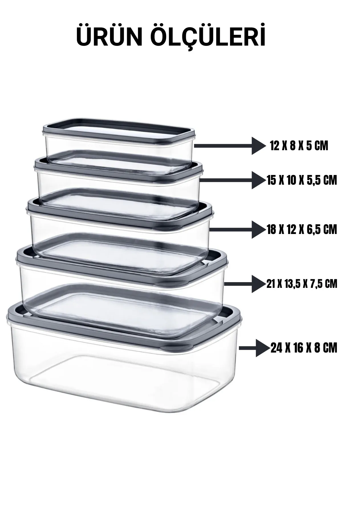 20'li Dikdörtgen Şeffaf Saklama Kabı Seti