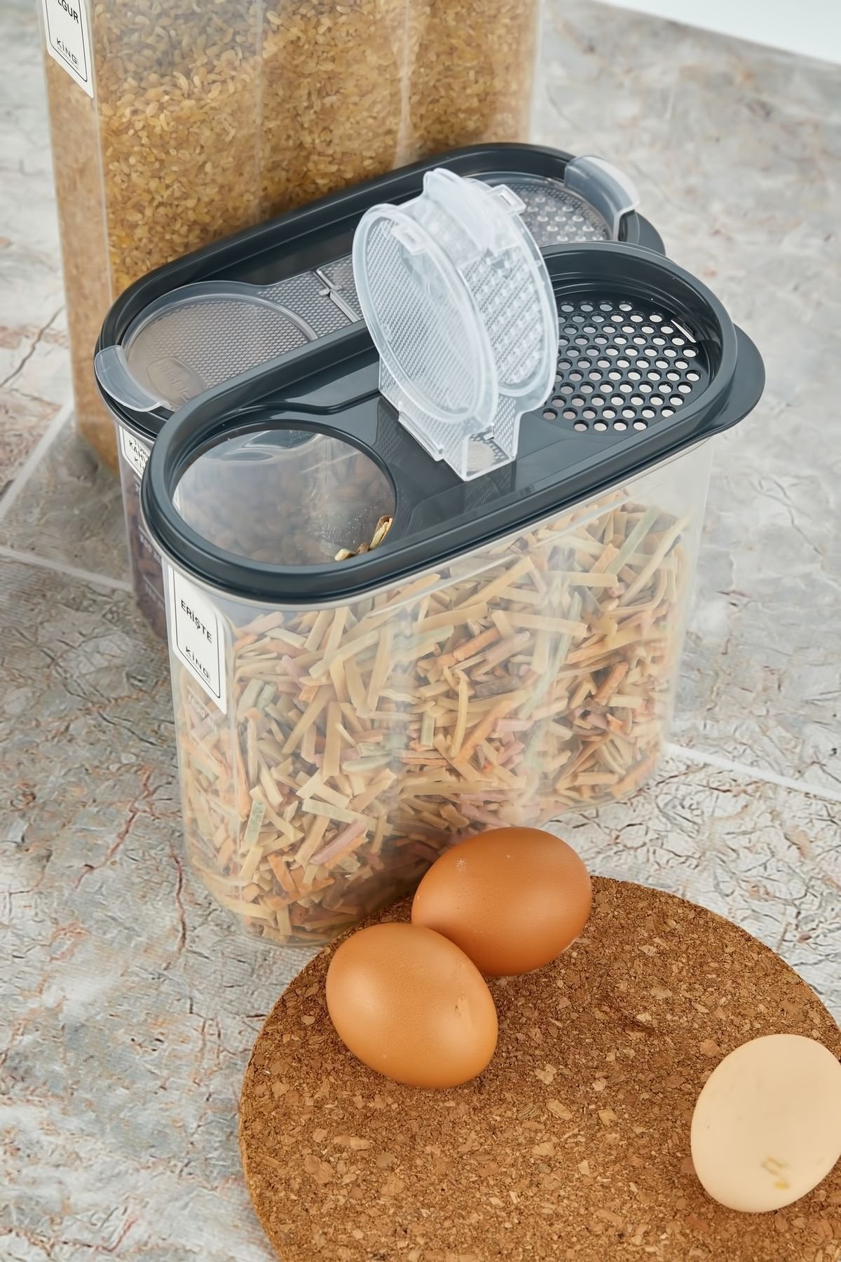 6'li Sızdırmaz Kapaklı Erzak Saklama Kabı Seti 6 X ( 1700 Ml)