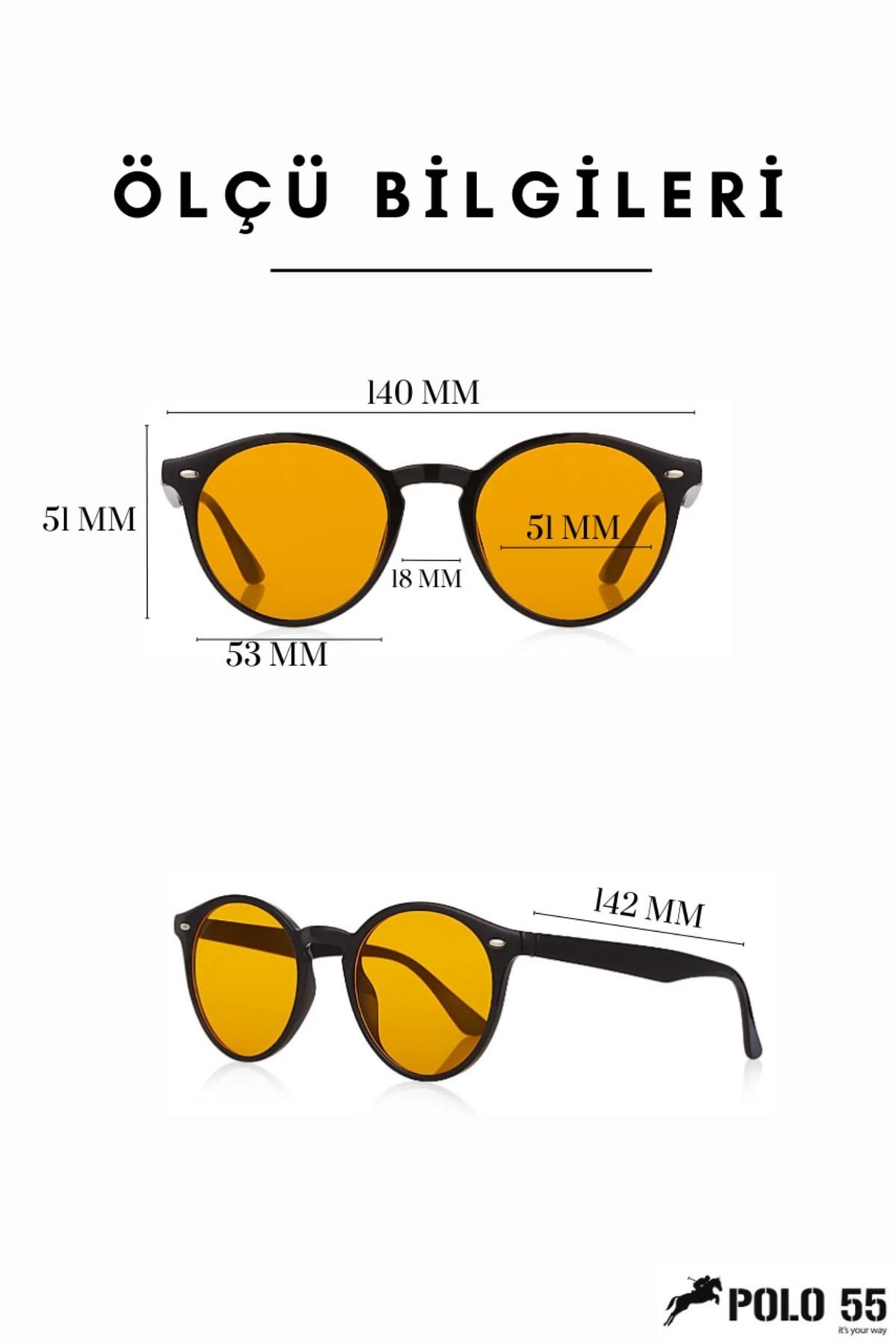 Anahtar Model Siyah Çerçeve Sarı Lens Kadın Güneş Gözlüğü
