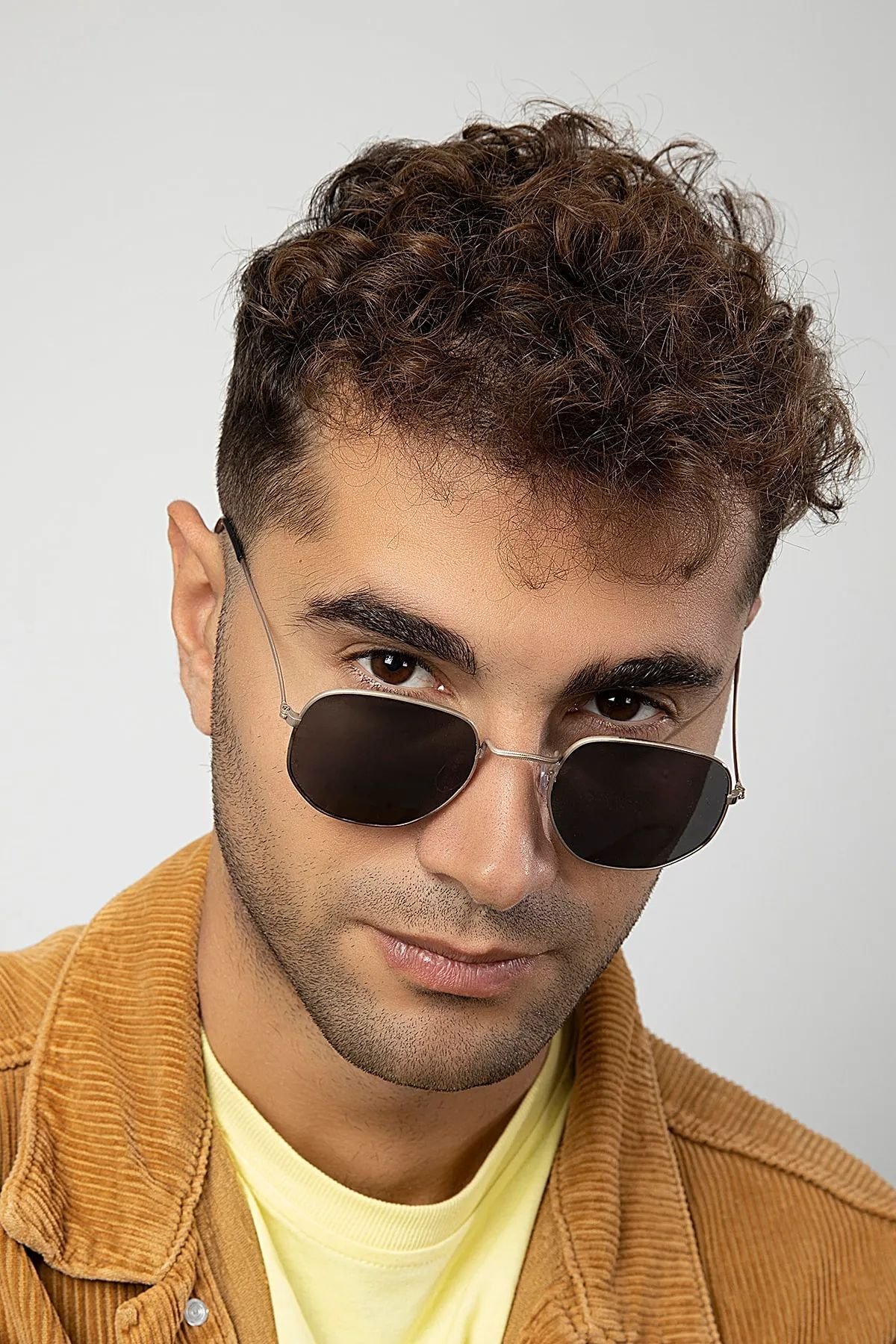 Beşgen Model Metal Çerçeve Erkek Güneş Gözlüğü