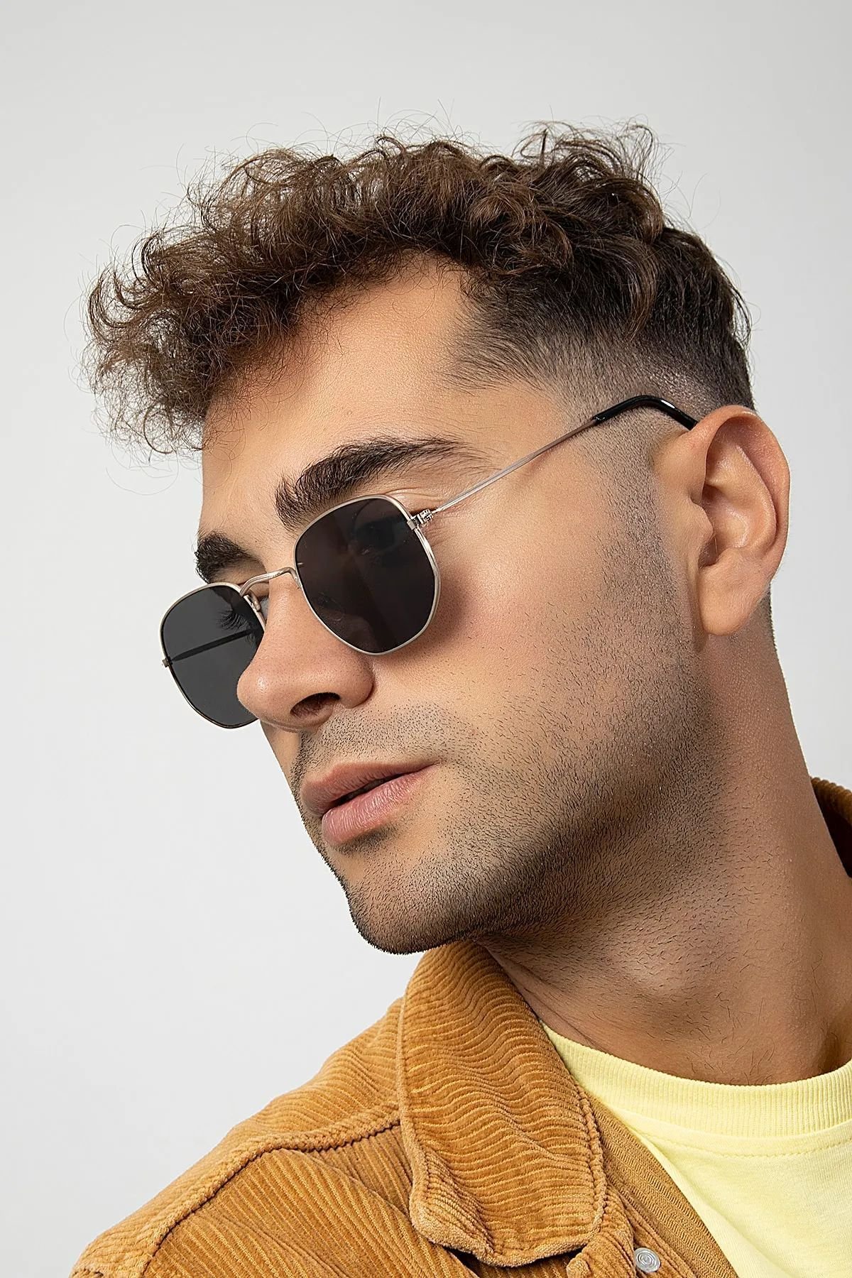 Beşgen Model Metal Çerçeve Erkek Güneş Gözlüğü