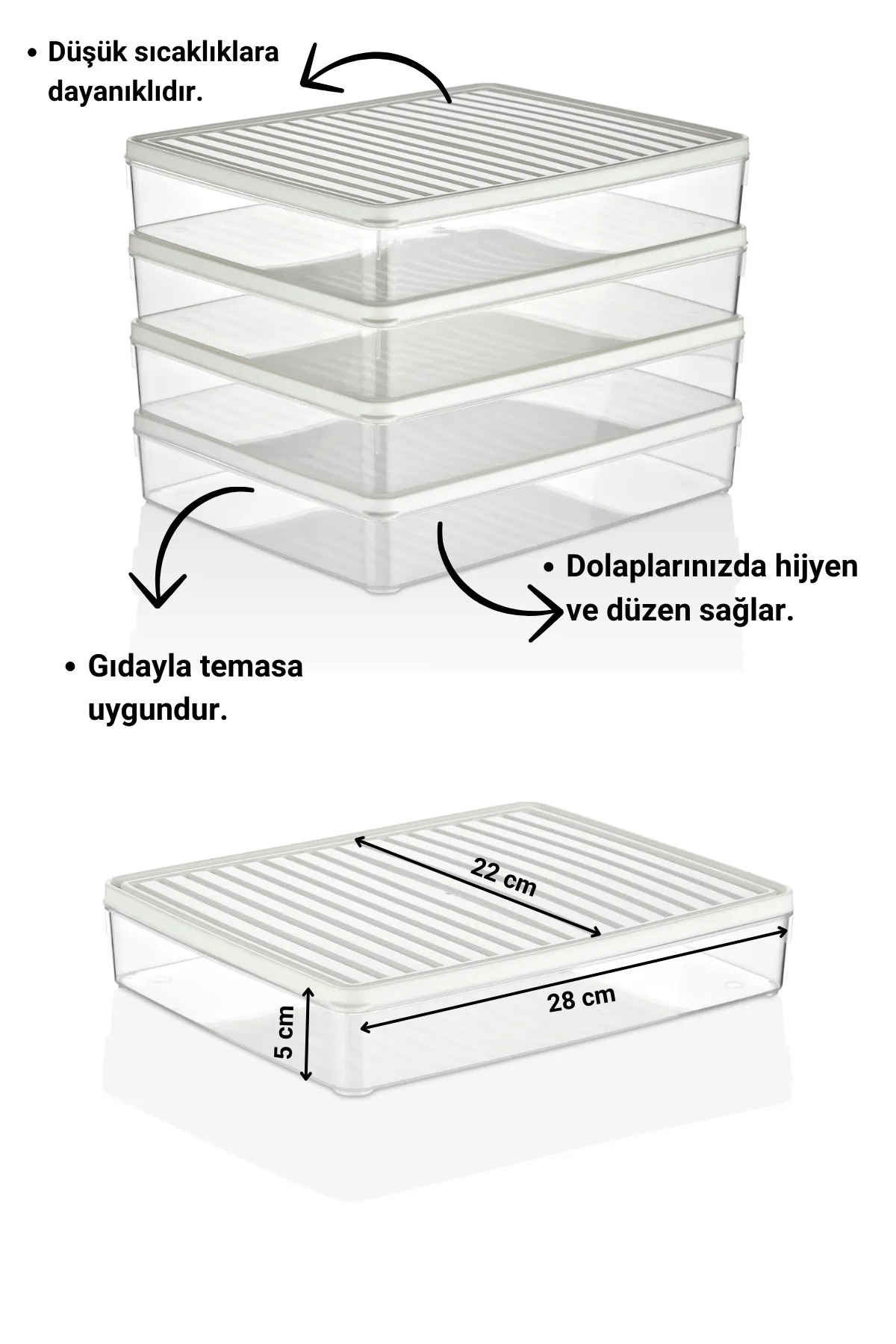 Buzdolabı Ve Mikrodalga Saklama Kabı - Beyaz Buzdolabı Organizeri 4x2800ml