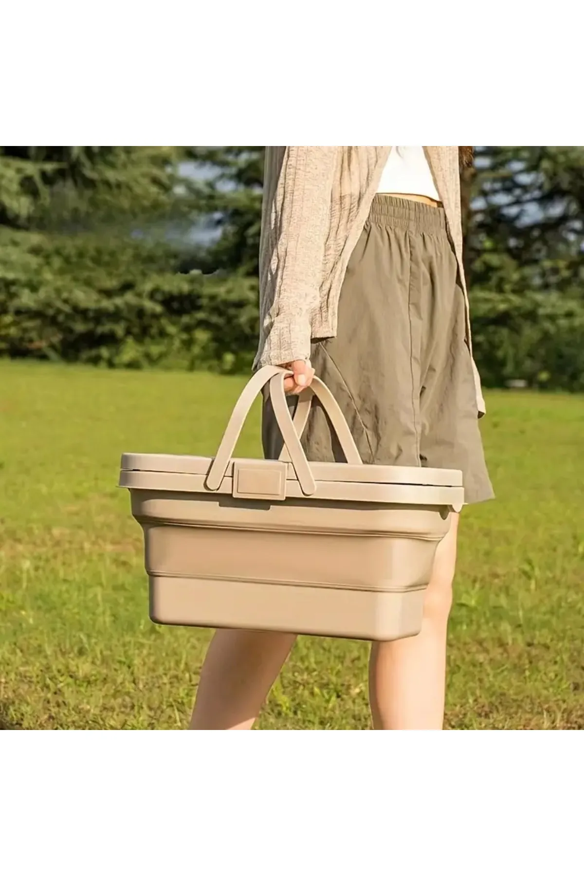 Çok Amaçlı, Krem Kesme Tahtalı Ve Masaya Dönüşen - Katlanabilir Piknik Sepeti