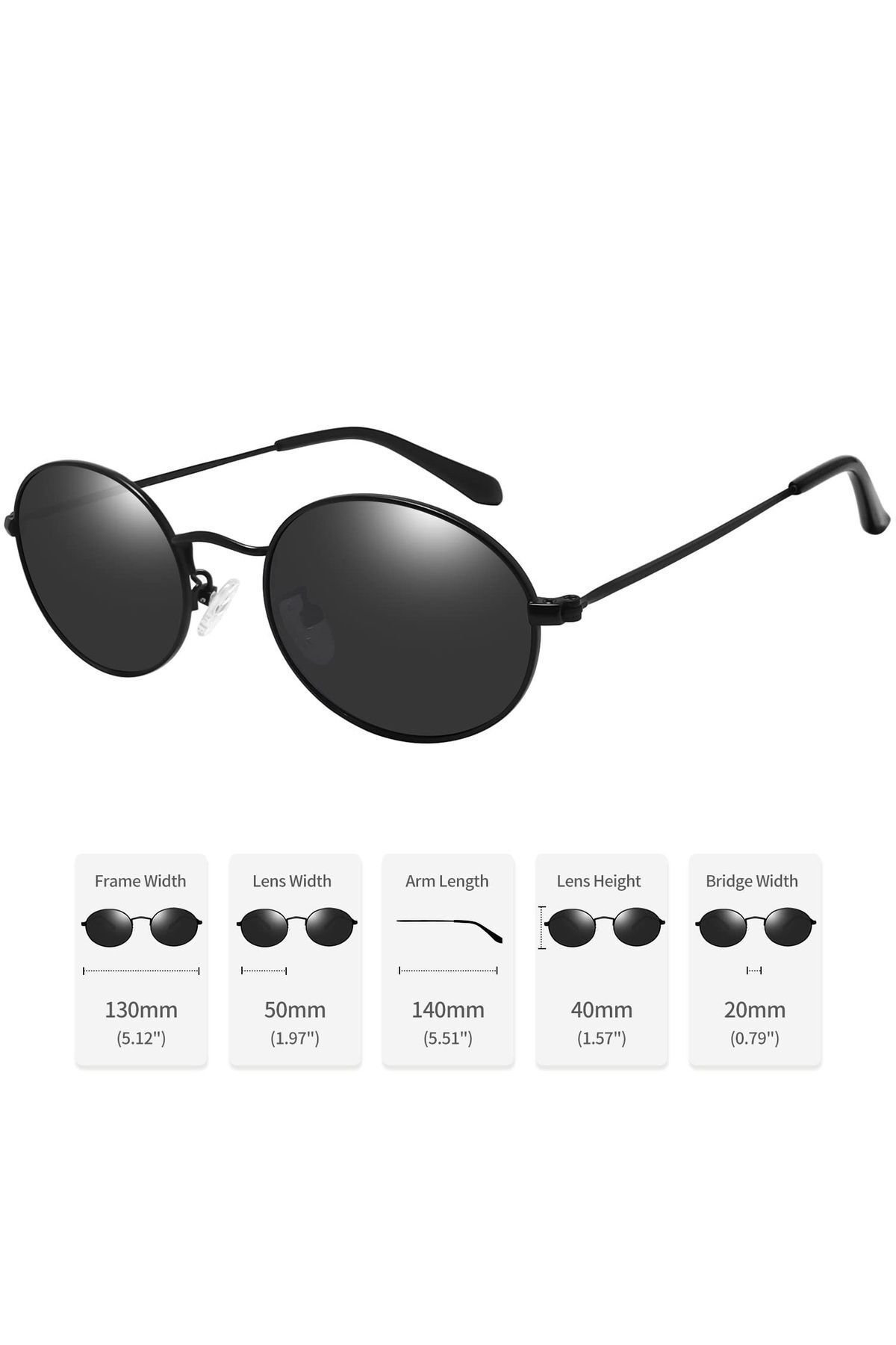 Dass Oval Metal Çerçeve Siyah Erkek Güneş Gözlüğü