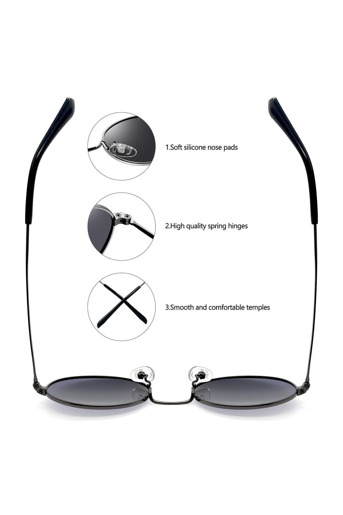Dass Oval Metal Çerçeve Siyah-Gümüş Kadın Güneş Gözlüğü