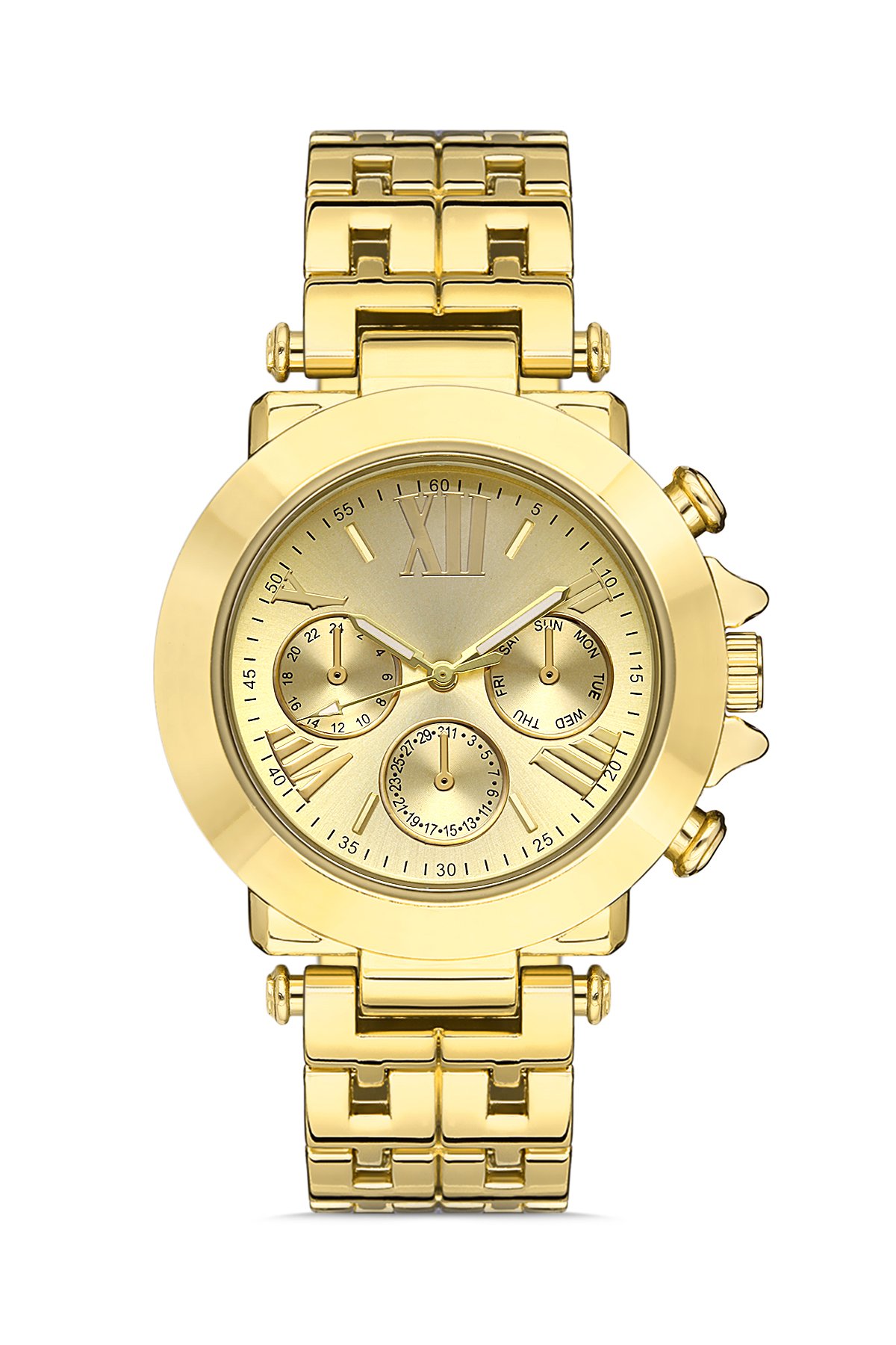 Dekoratif Göstergeli Gold Renkli Şık Unisex Kol Saati PLUM006R001