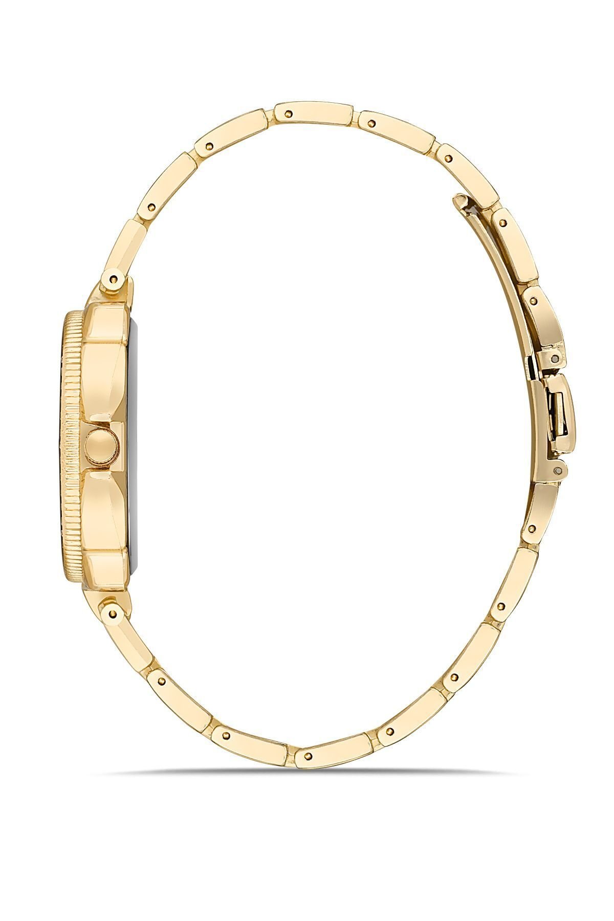 Dekoratif Kadran Taşlı Tasarım Metal Kordon Gold Kadın Kol Saati