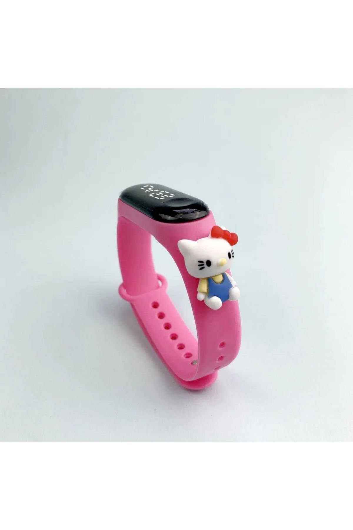 Figürlü Led Ekran Fuşya Silikon Kordon Çocuk Kol Saati