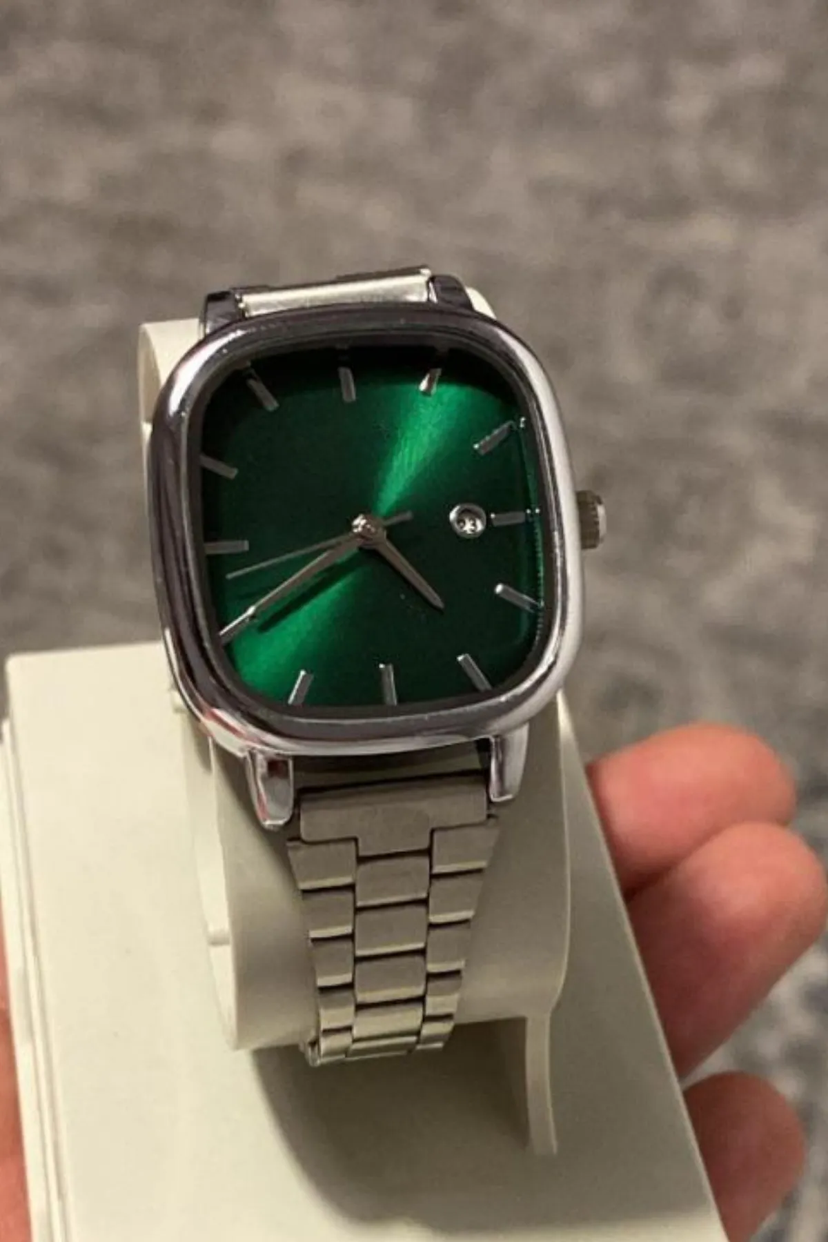 Haki Kadranlı Gümüş Takvimli Erkek Kol Saati