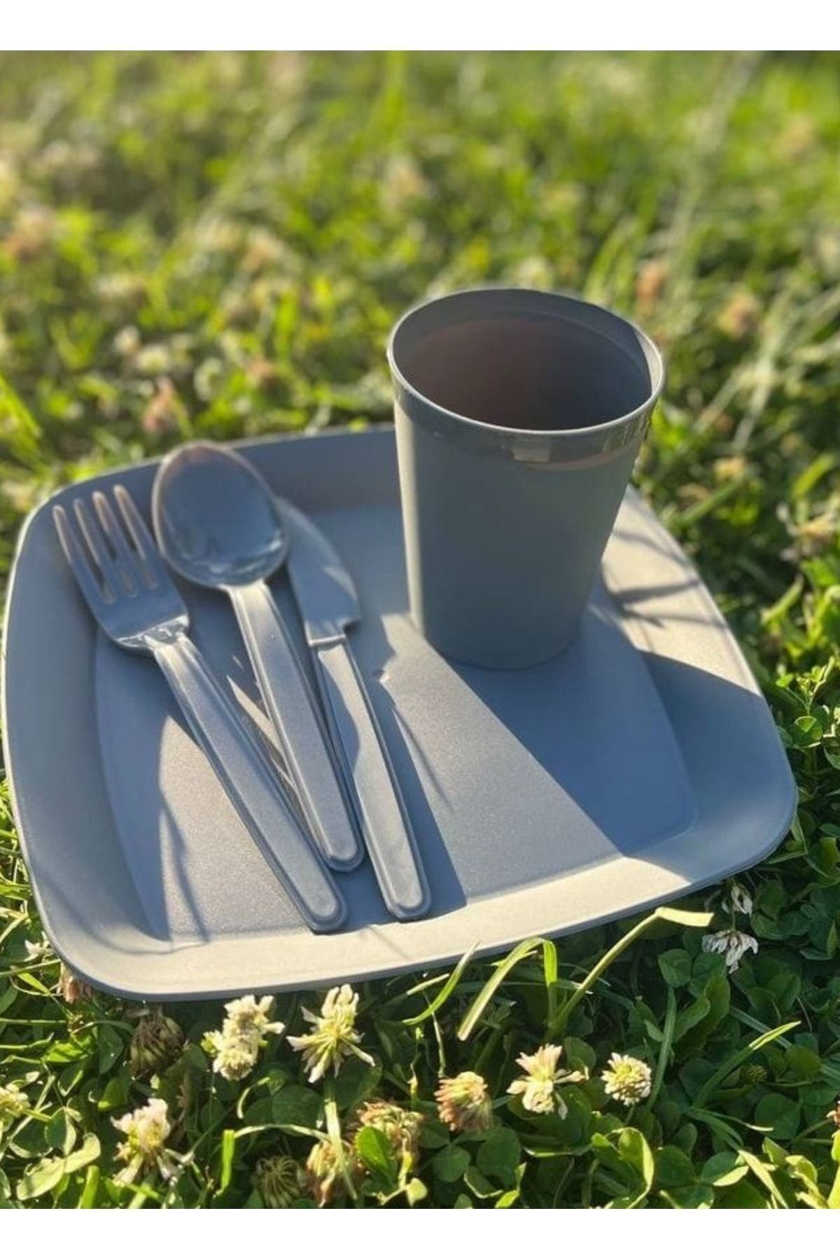 Home 32 Parça Piknik Seti Sepet Çantalı Bardak, Çatal, Kaşık,bıçak,tabak Seti 32 Piece Picnic Set