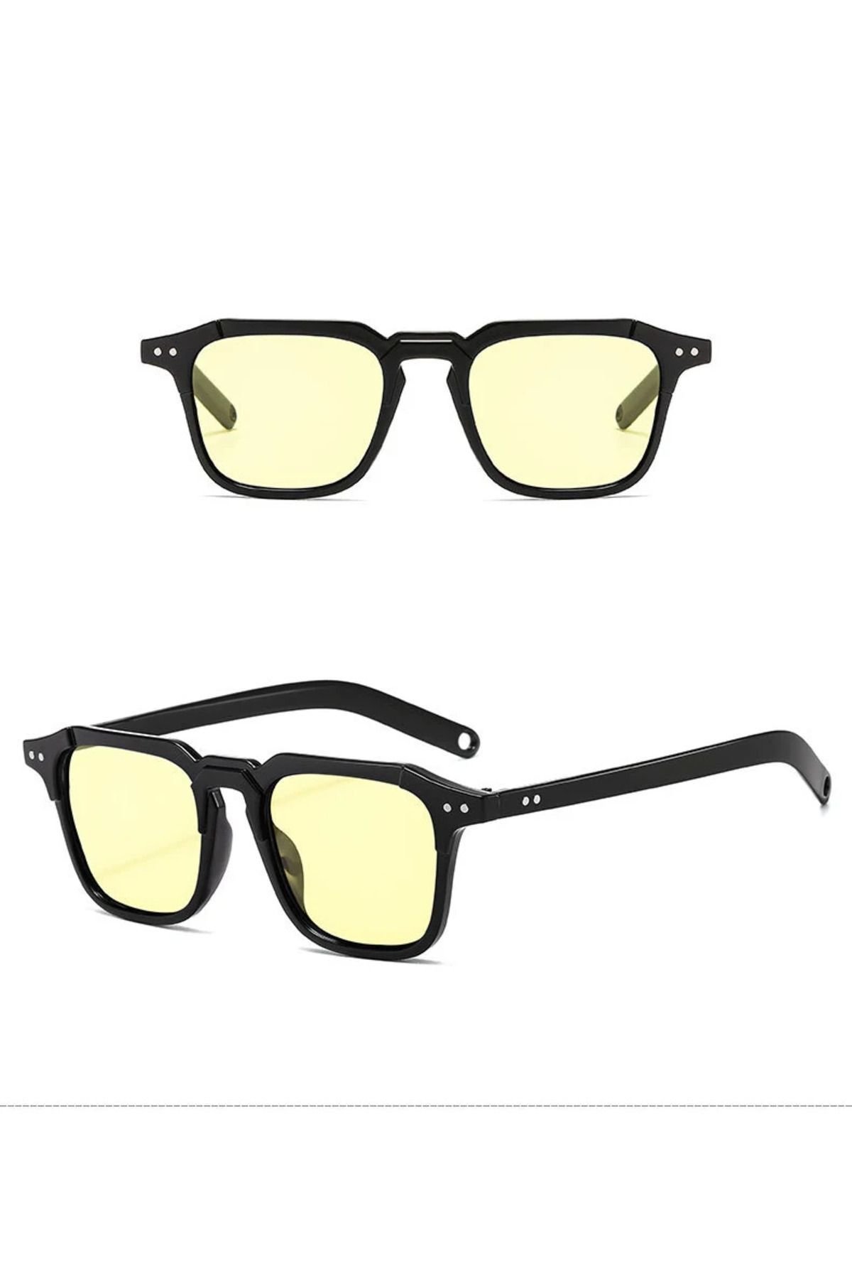 Kare Stil İki Noktalı Retro Erkek Güneş Gözlüğü