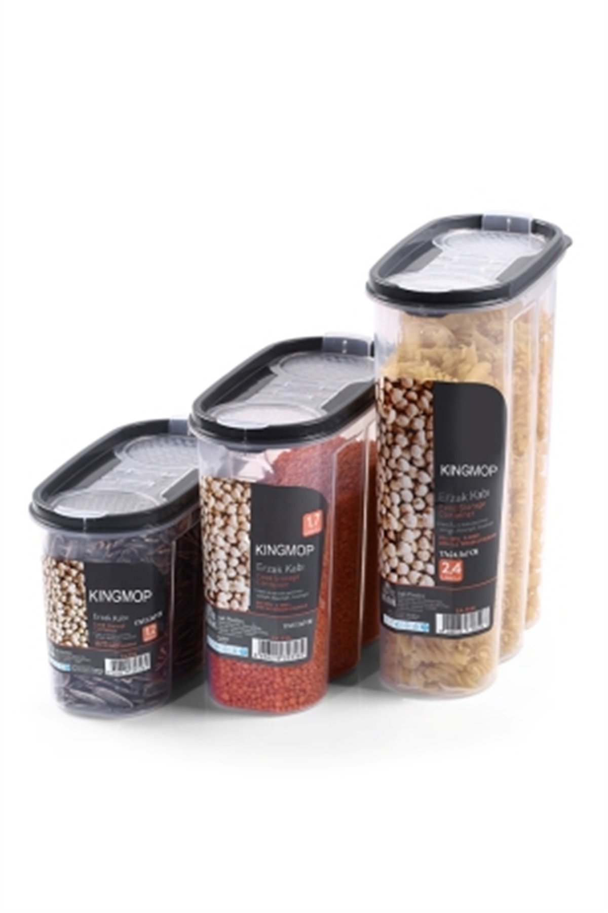 King Mop 24'lü Sızdırmaz Kapaklı Erzak Saklama Kabı Seti 8 x ( 1200 Ml, 1700 Ml, 2400 Ml) FÜKMMSK-01