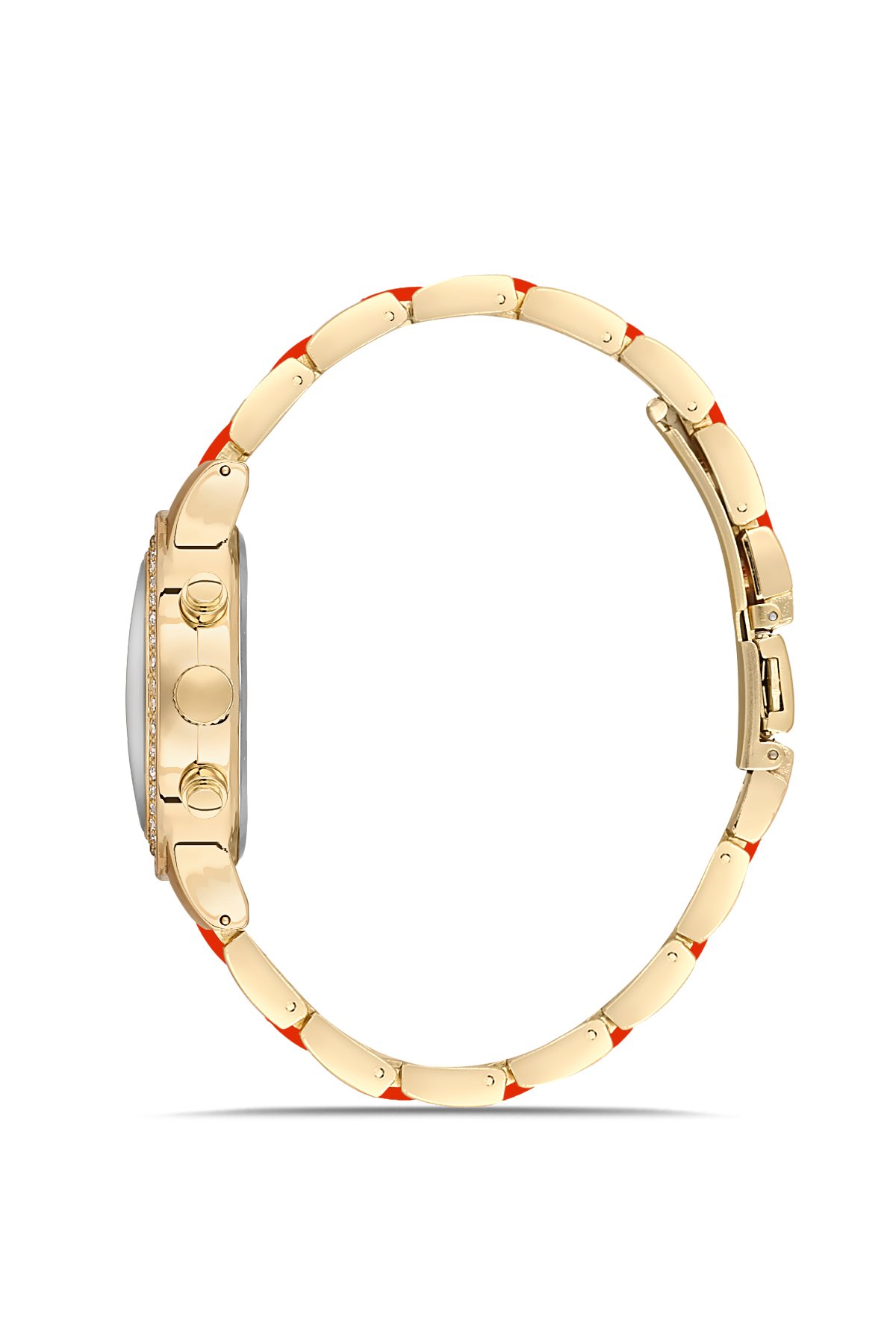 Kırmızı Taşlı Dekoratif Kadran Şık Kadın Kol Saati