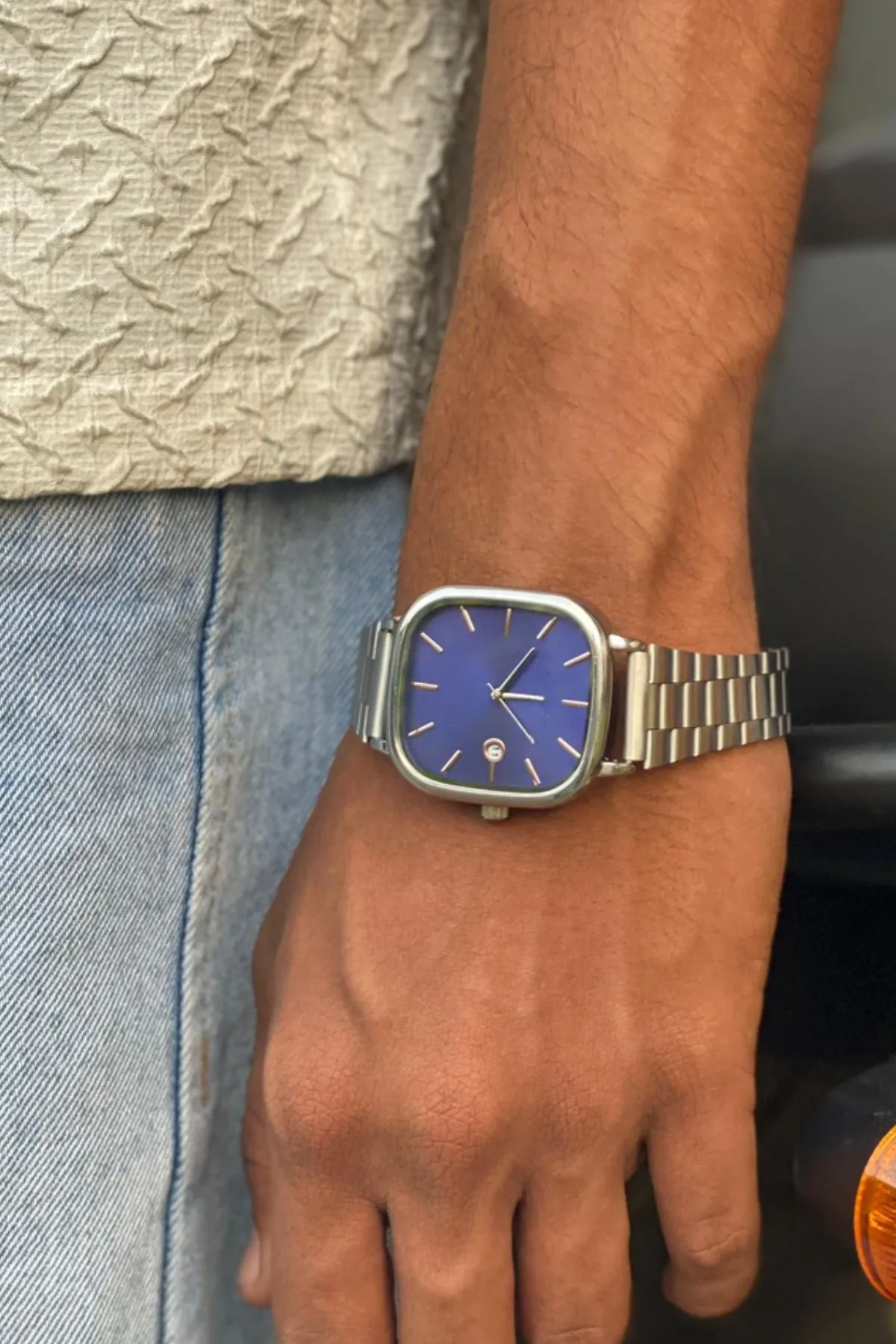 Lacivert Kadranlı Gümüş Takvimli Erkek Kol Saati