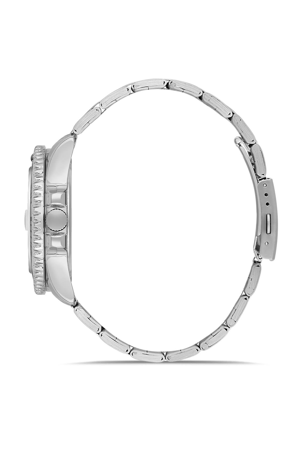 Lüks Takvim Göstergeli Şık Gümüş-siyah Unisex Kol Saati