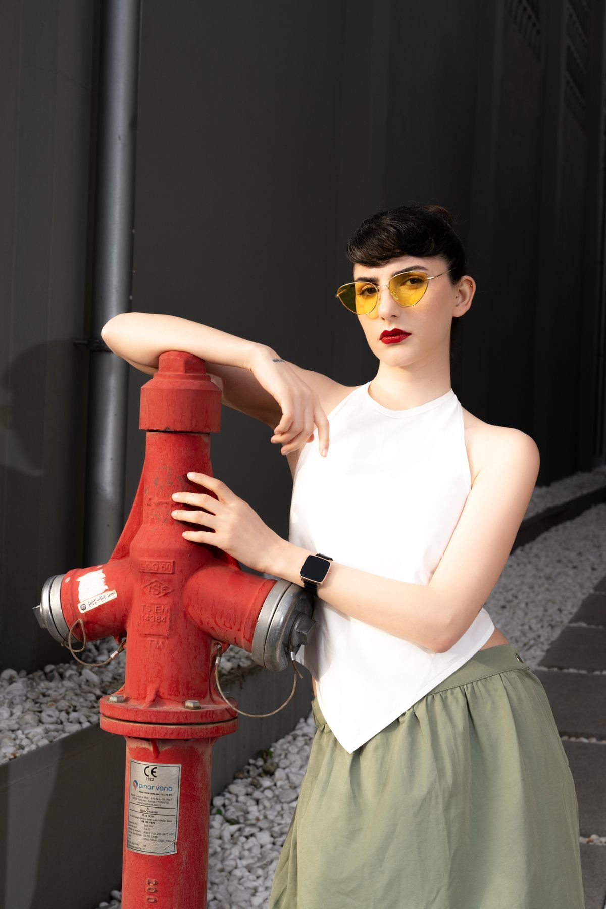 Metal Çerçeve Cateye Sarı Kadın Güneş Gözlüğü